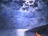 Notturno corsicano. Anno 2016. Dipinto dal vero. Olio su tela. Dim. cm 60 x cm 60. Autore Maestro Alfonso Palma