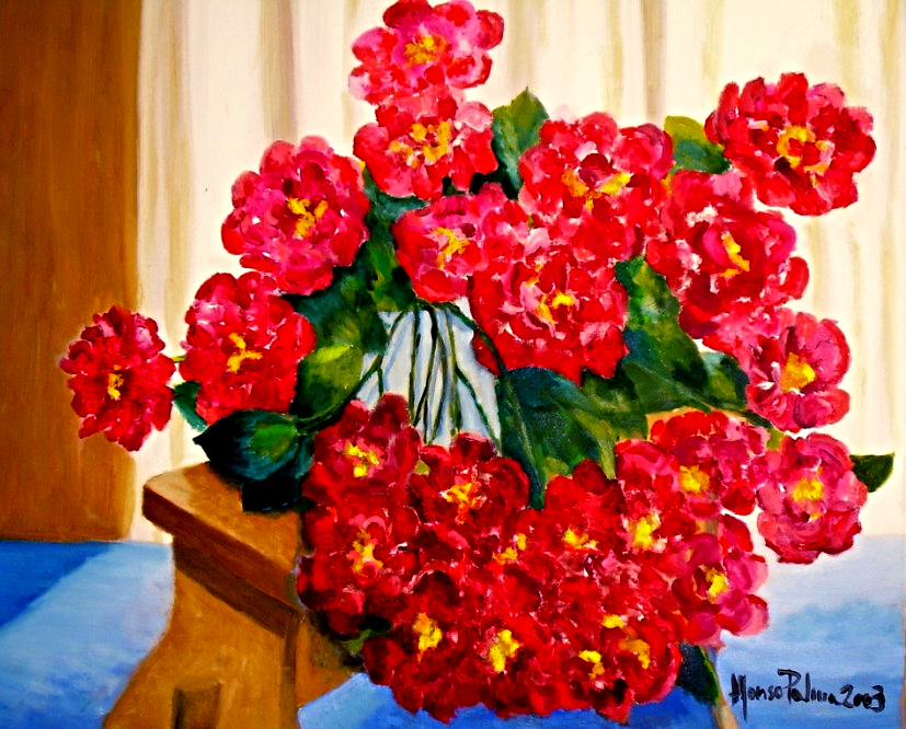 124 Interno con fiori. Anno 2003
