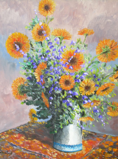 Girasoli in vaso bianco