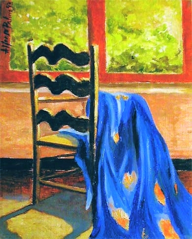 Interno con drappo blu